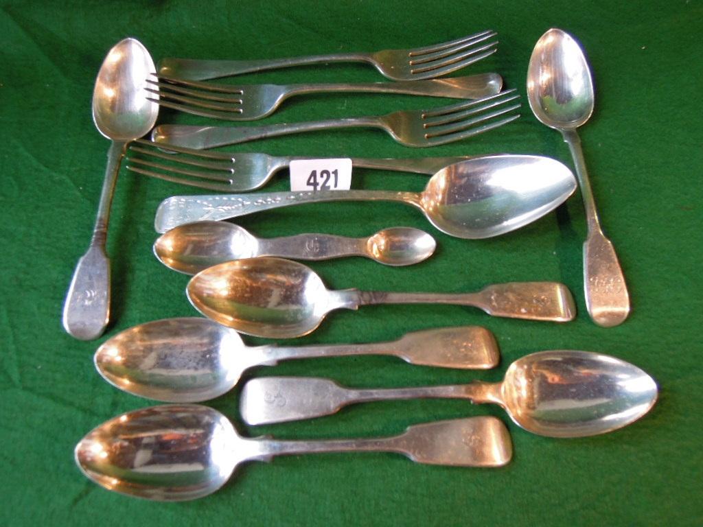 Appraisal: A mixed collection of Georgian and Victorian silver flatware including