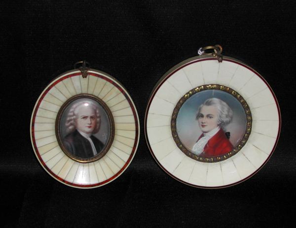 Appraisal: Two Portrait Miniatures one a circular German portrait miniature of