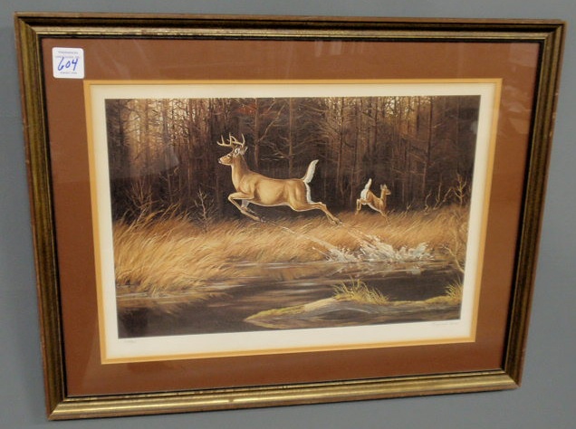 Appraisal: Limited edition print of deer signed Maynard Reese x