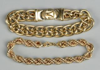 Appraisal: Two k bracelets grams st item k yellow gold Italian-made