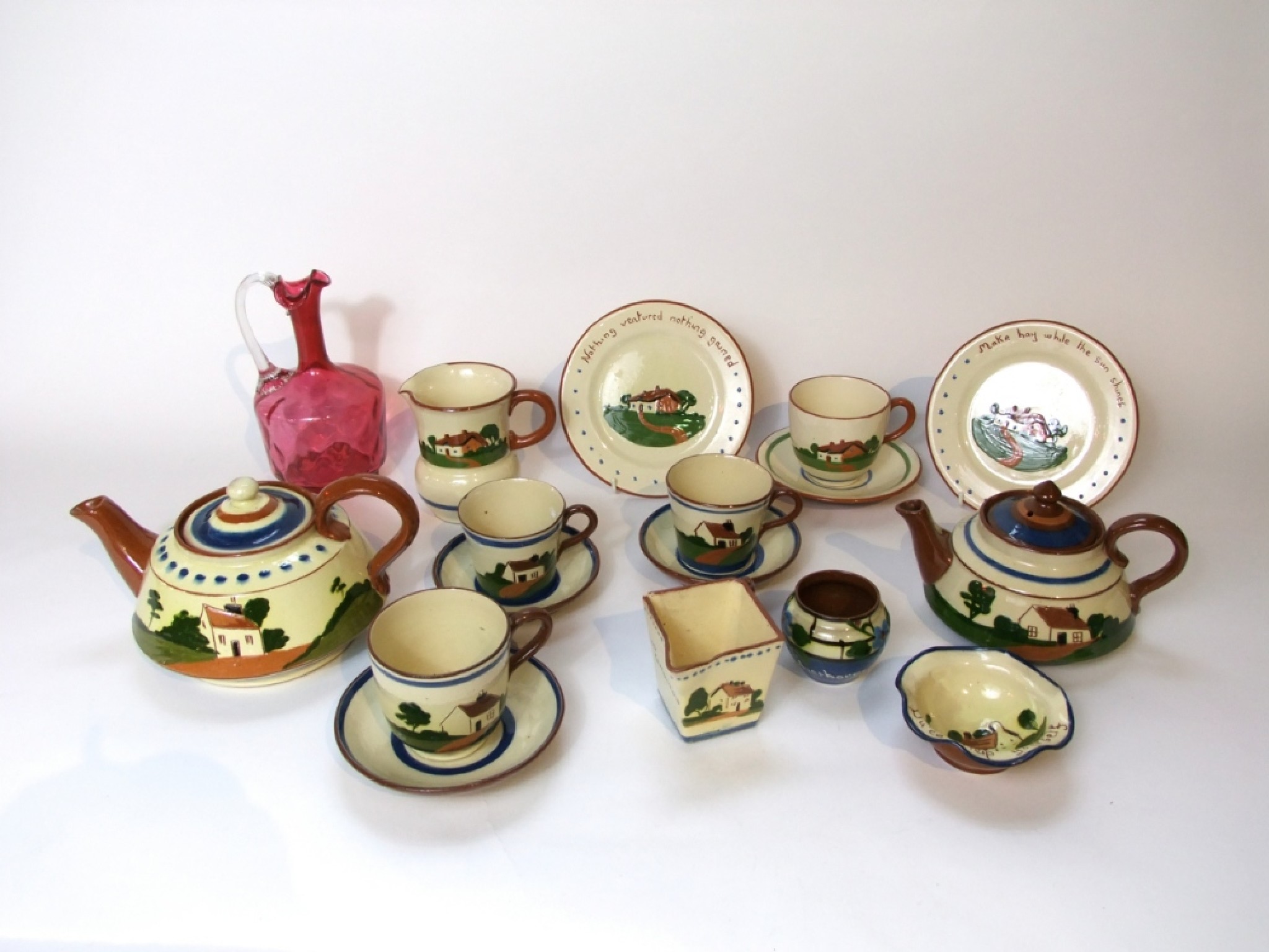 Appraisal: A collection of Torquay Pottery wares including two teapots a