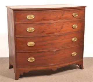 Appraisal: PA Hepplewhite Mahogany Bow Pennsylvania Hepplewhite Mahogany Bow-front Chest of