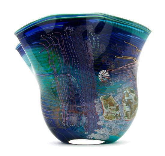 Appraisal: Glass Vase Nowalk Hawthorn of amorphic form in multi-colored glass