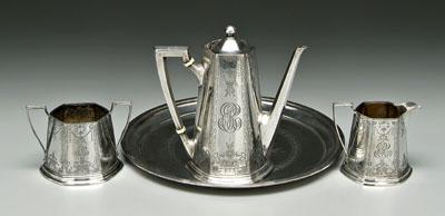 Appraisal: Three piece sterling tea service International - in coffeepot with