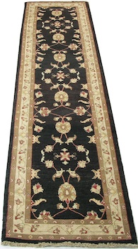 Appraisal: Pashawer Pakistan Modern Carpet Approx '- x '- Black field