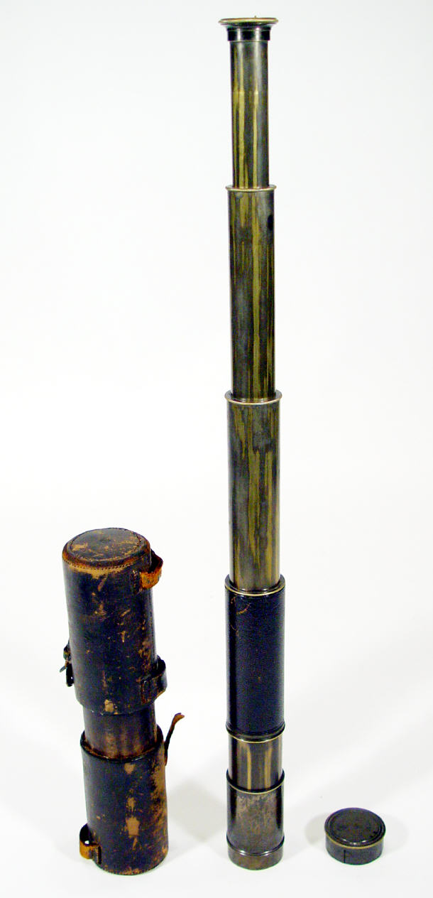 Appraisal: Victorian brass three drawer telescope with leather grip by Ross