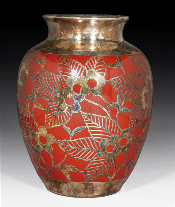 Appraisal: LOETZ attributed to VASE circa Clear glass with red overlay