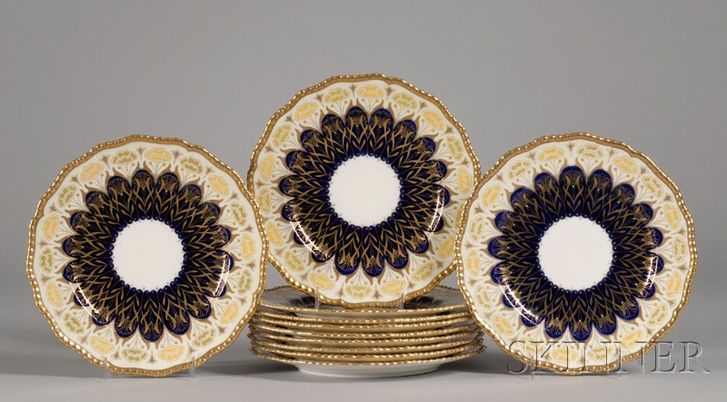 Appraisal: Set of Eleven Doulton Burslem Gilt and Transfer Decorated Porcelain