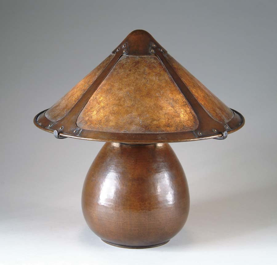 Appraisal: DIRK VAN ERP LAMP Mission style hammered copper lamp with