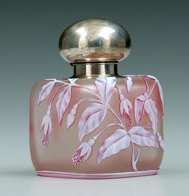 Appraisal: Webb tricolor cameo inkwell red and white fuchsias on frosted