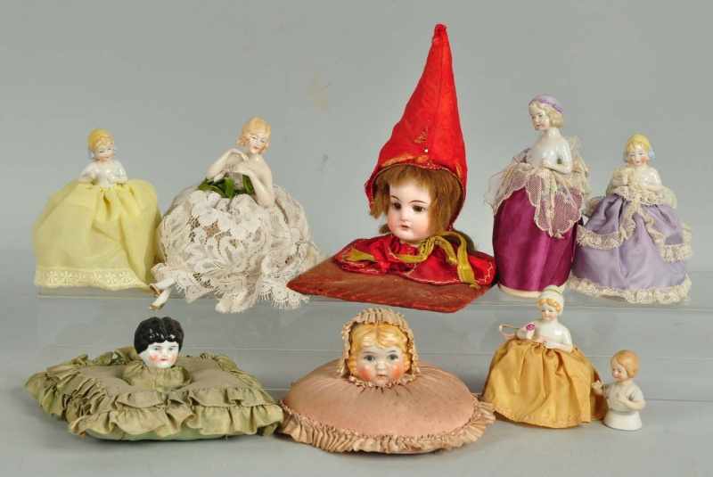 Appraisal: Lot of German Novelty and Half Dolls Description Lady with