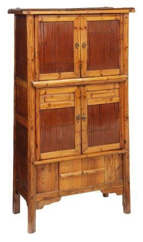 Appraisal: Chinese elmwood cabinet th c two sets of double-door cabinets