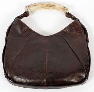 Appraisal: YVES SAINT LAURENT BROWN LEATHER BAG YVES SAINT LAURENT BROWN