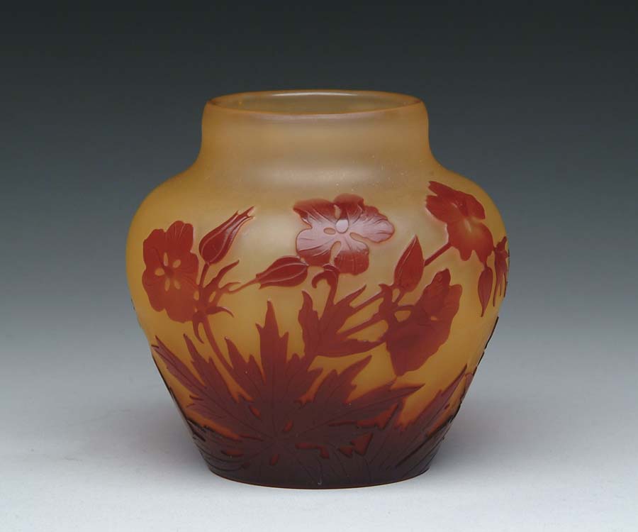 Appraisal: GALLE CAMEO VASE Pretty Galle vase has red cameo flowers