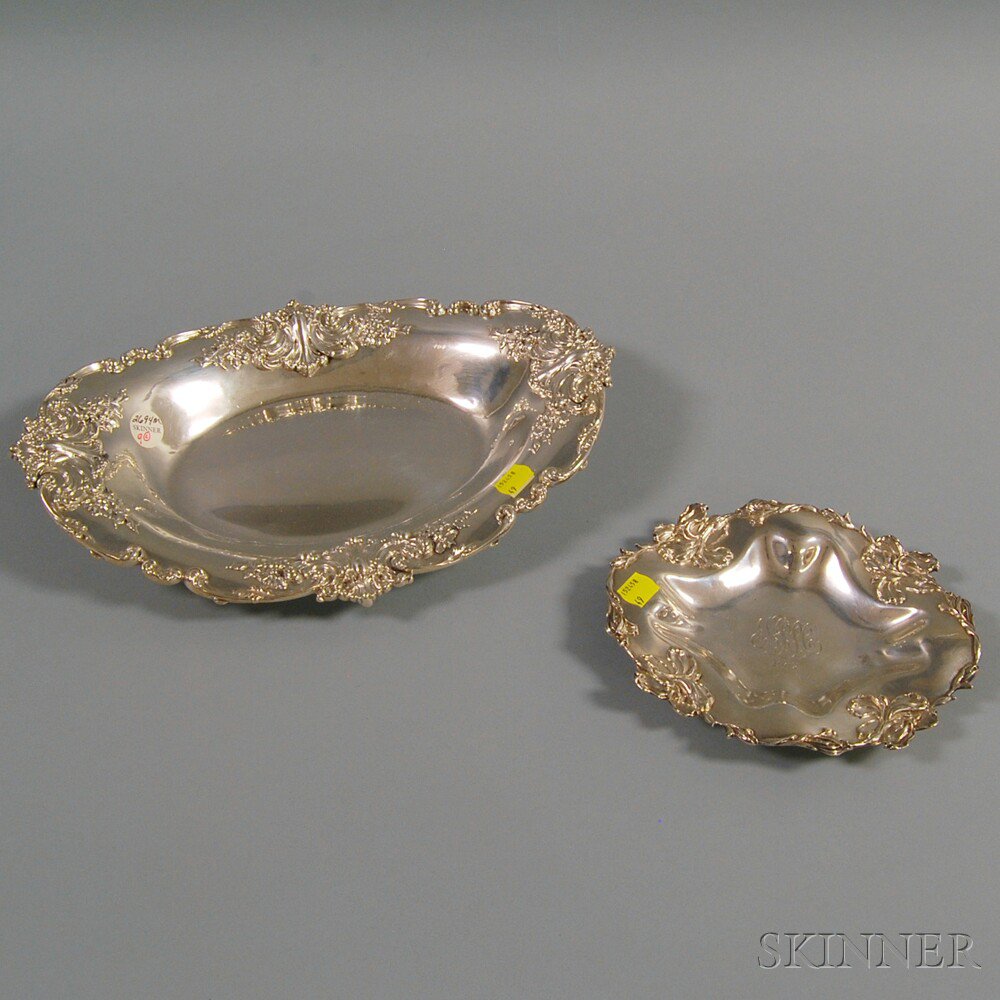 Appraisal: Two Rococo-style Sterling Silver Trays a small Kerr tray with