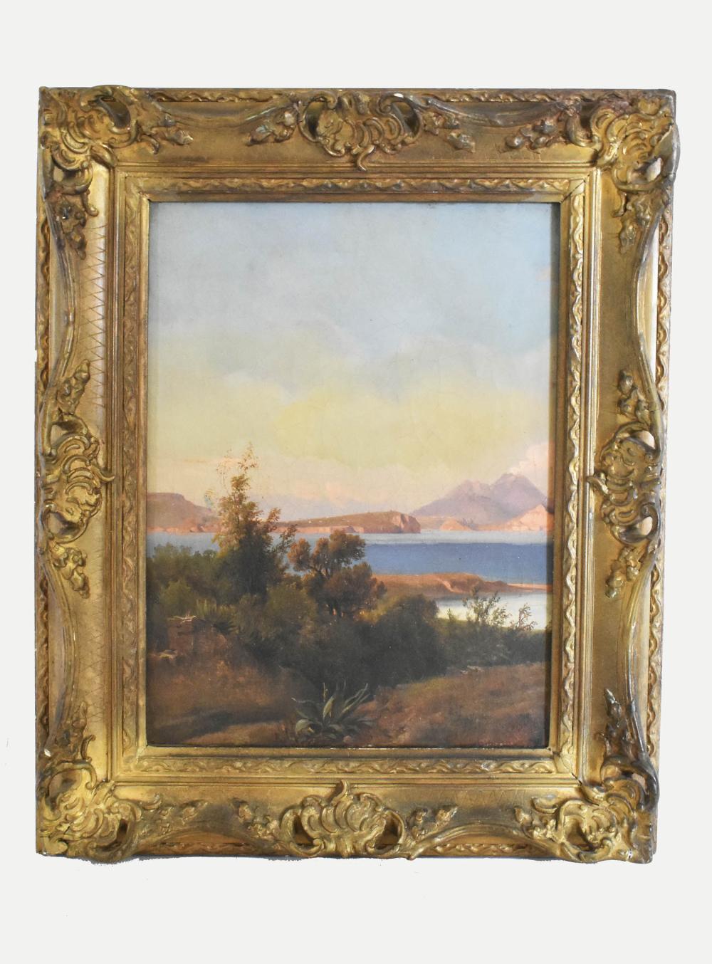 Appraisal: EUROPEAN LATIN SCHOOL TH CENTURY Vesuvius at Sunset Unsigned Oil