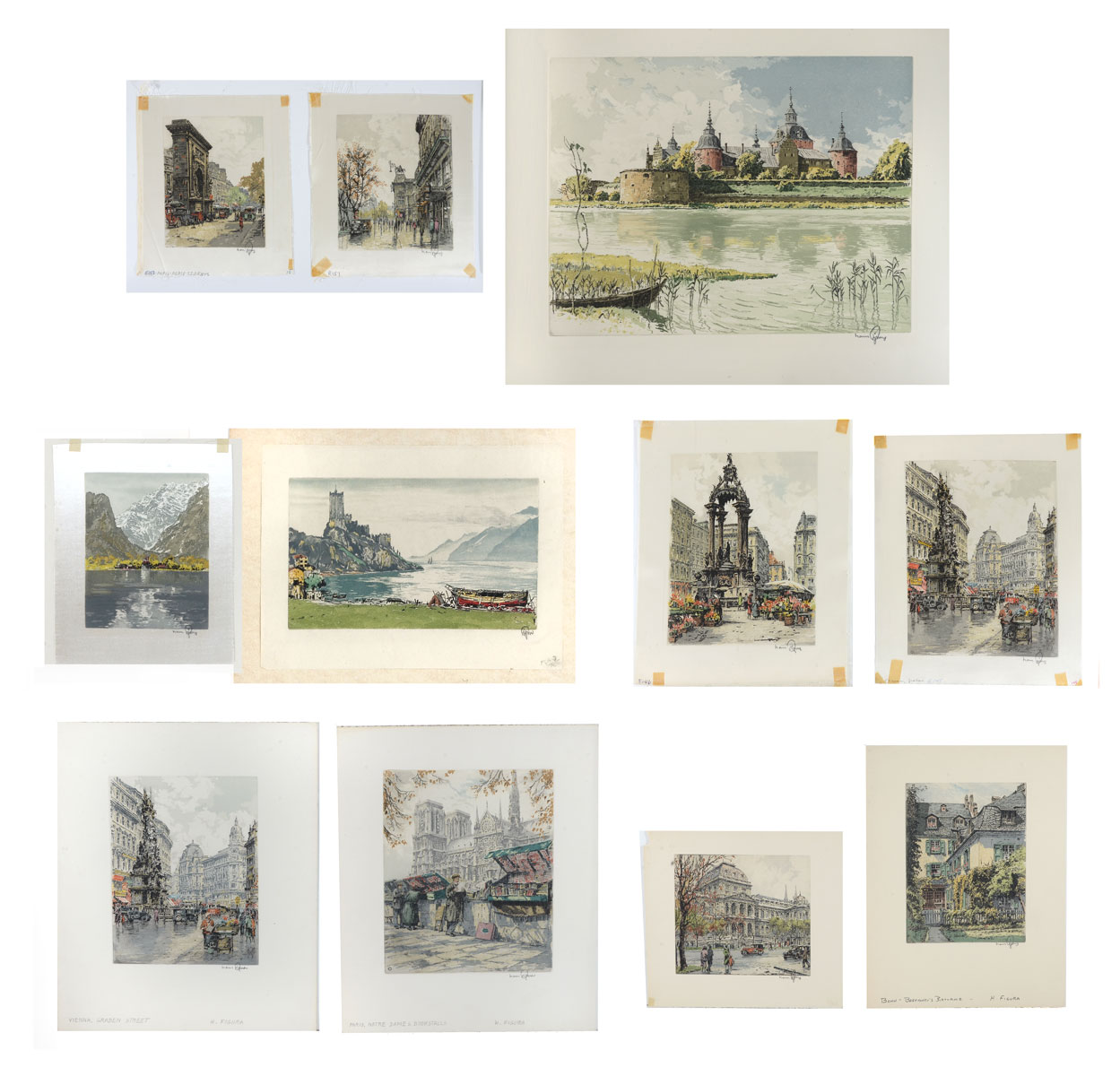 Appraisal: FIGURA Hans Austrian - Paris Notre Dame and Book Stalls