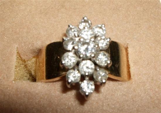 Appraisal: ct gold diamond cluster ring stamped