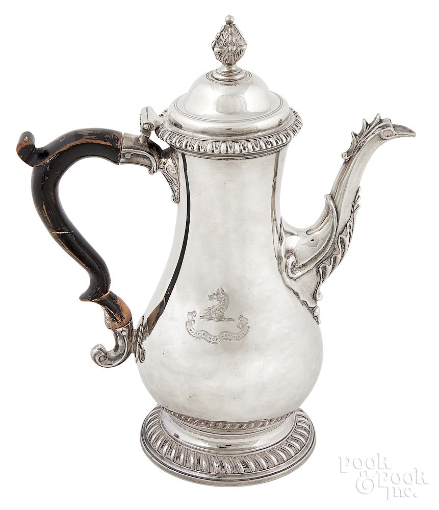 Appraisal: Georgian silver coffee pot Georgian silver coffee pot - bearing