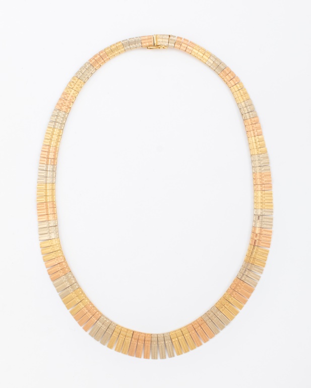 Appraisal: ITALIAN K TRI - COLOR GOLD NECKLACE Italian K necklace