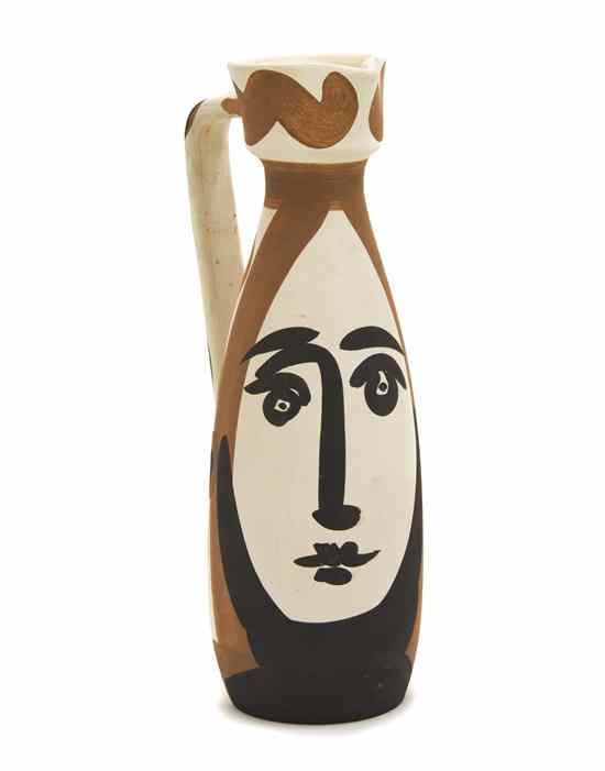 Appraisal: Pablo Picasso Spanish - Visage partially glazed white earthenware pitcher