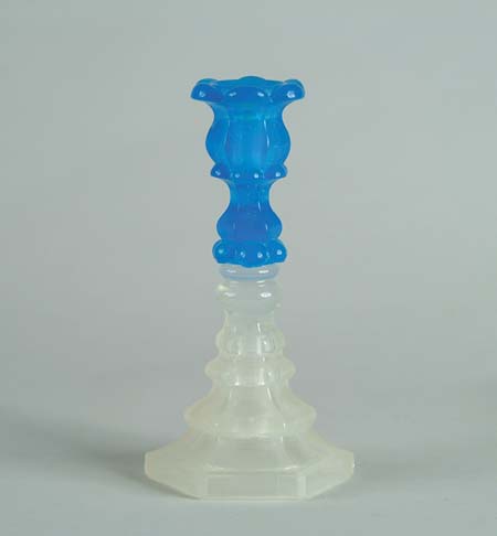 Appraisal: BLUE AND CLAMBROTH HEXAGONAL BASE SANDWICH CANDLESTICK SIZE - h