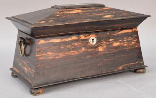 Appraisal: Exotic wood tea box with three part interior one with