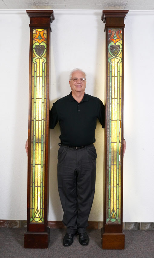 Appraisal: PAIR TIFFANY ERA STAINED GLASS COLUMNS From a soda fountain