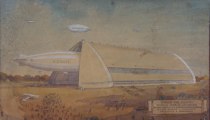 Appraisal: American Illustration circa Hangar for Airships Goodyear Zeppelin Corporation Dr