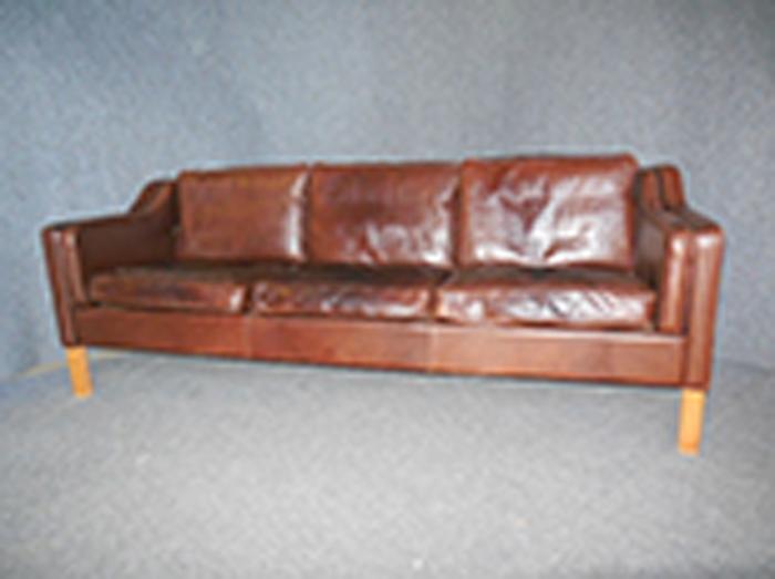 Appraisal: DANISH THREE-SEAT BROWN LEATHER SOFA back length cm