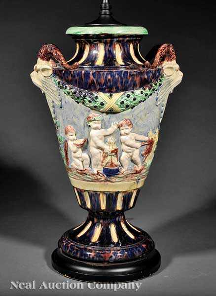 Appraisal: A Large Majolica Vase in the Classical Taste colorful body