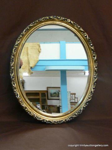 Appraisal: Vitnage Chalk Gilt Framed Wall Mirror - oval antique gold