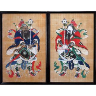 Appraisal: Pair of Chinese Silk Paintings of Court Figures Pair of