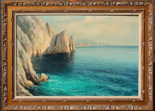 Appraisal: ODIERNA Guido Italian - Capri Coastal Scene Oil Canvas ''