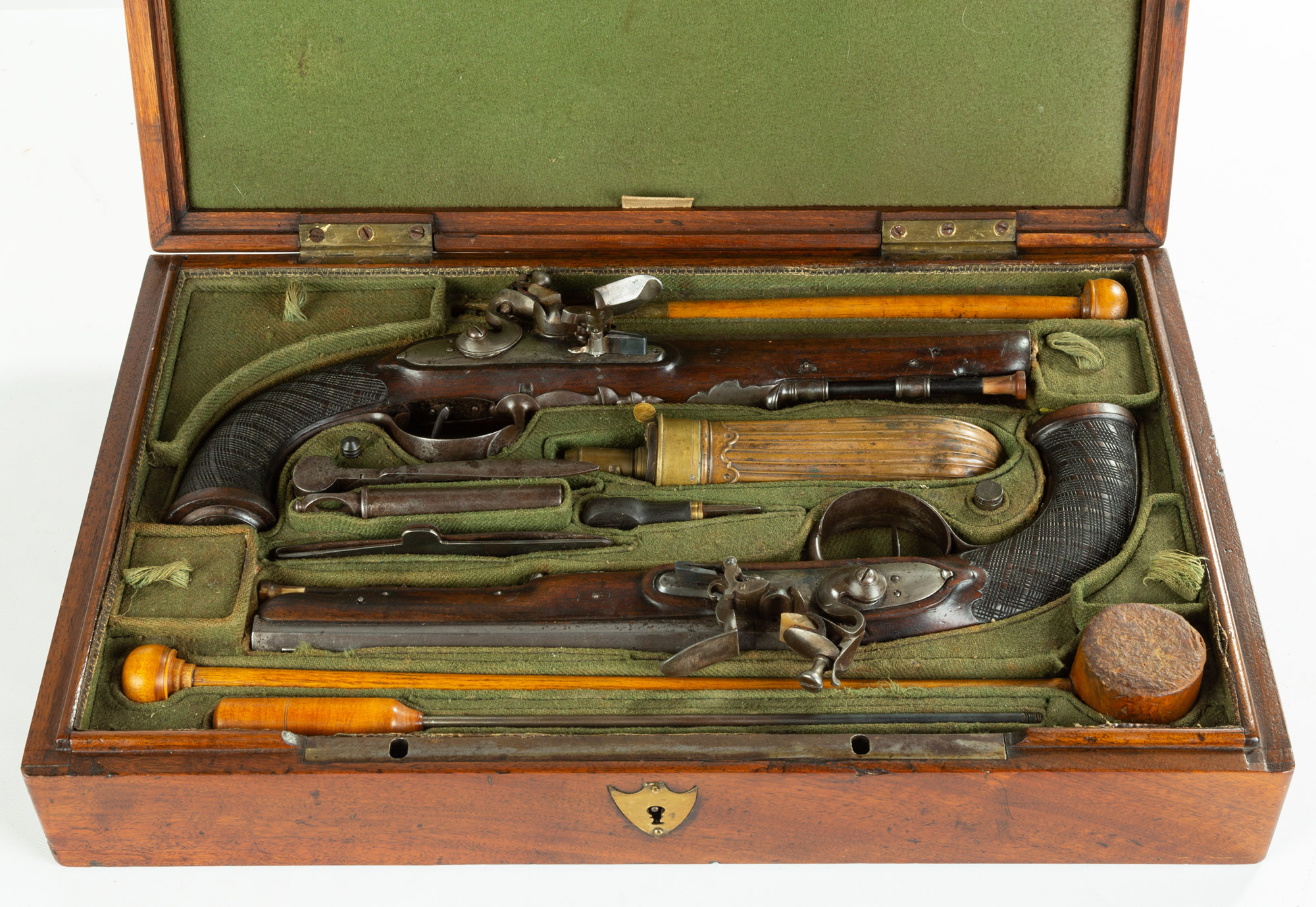 Appraisal: CONTINENTAL DUELING PISTOLS Early th century Inscribed Ruppersburg Strasburg Cased