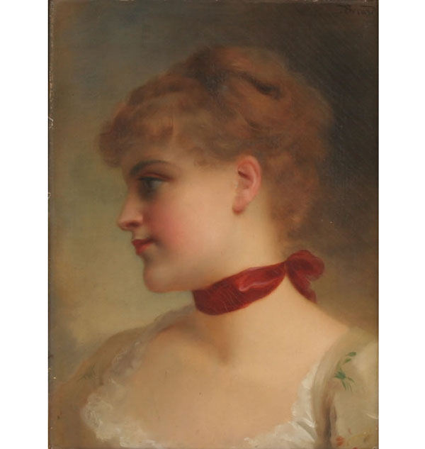 Appraisal: Desire Honore Berard French b portrait of a young woman