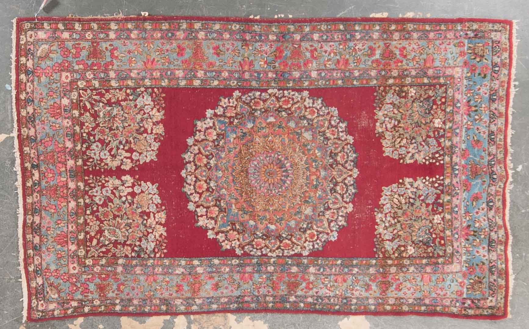 Appraisal: Semi-antique Yazd rug approx x Persia circa Condition Worn