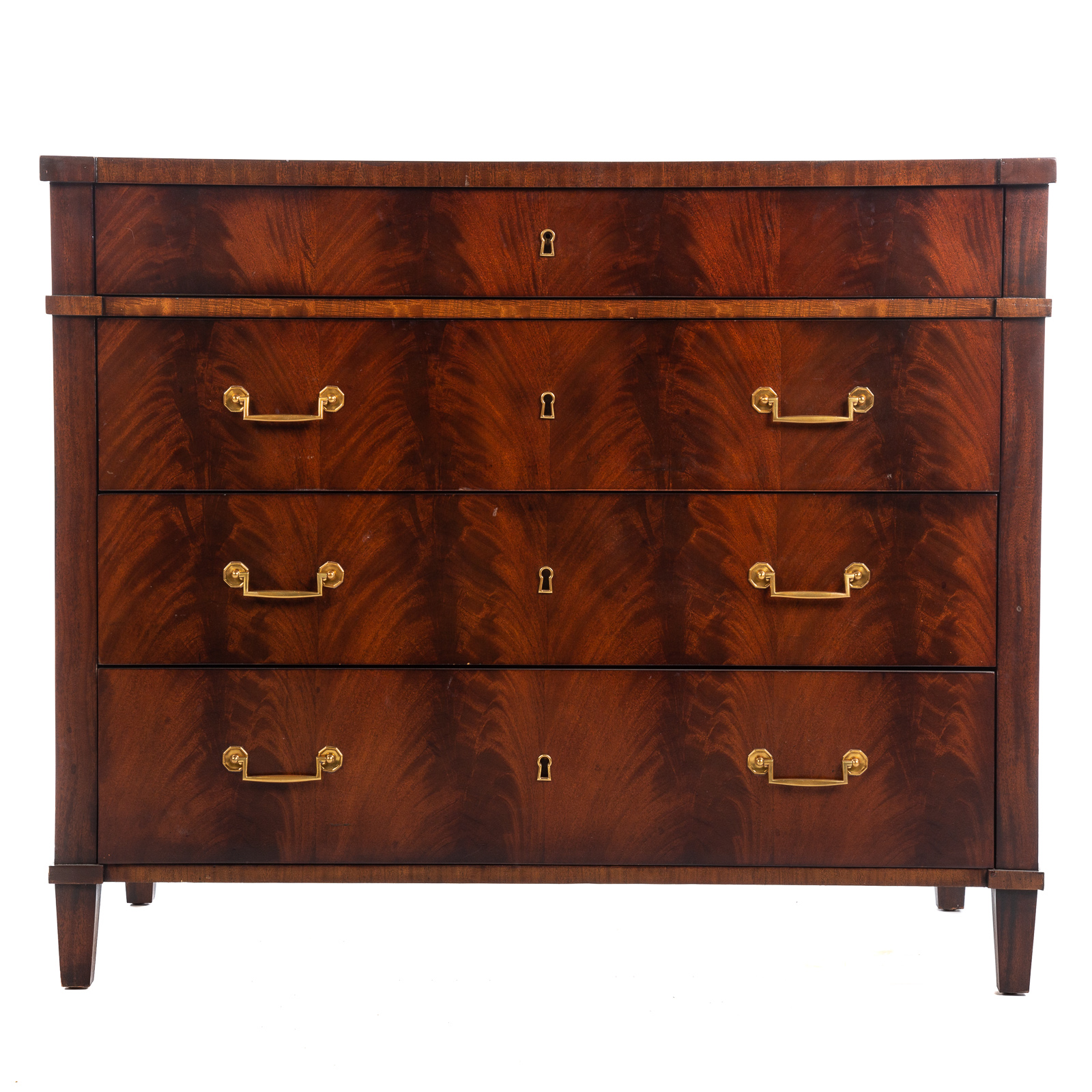 Appraisal: HICKORY CHAIR BANDED MAHOGANY CHEST OF DRAWERS th century from