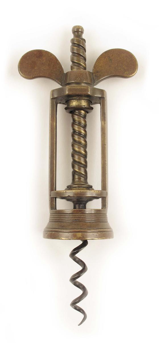 Appraisal: A th century brass wing nut open frame corkscrew