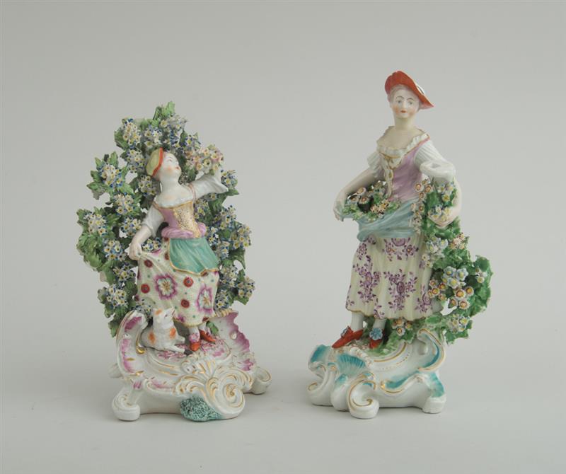 Appraisal: CHELSEA GOLD ANCHOR BOCCAGE FIGURE AND AN ENGLISH PORCELAIN FIGURAL