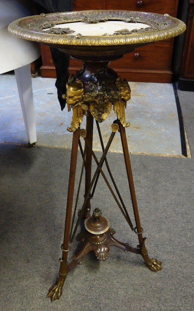 Appraisal: A French gilt bronze brass and alabaster mounted stand or