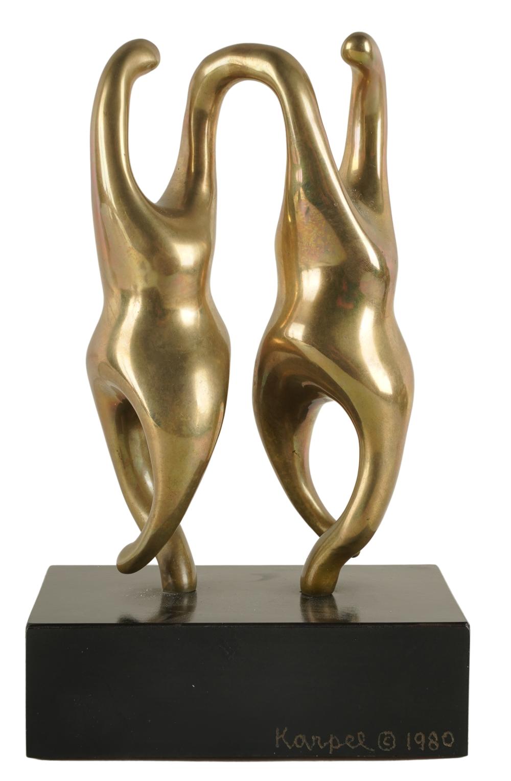 Appraisal: ELI KARPEL - ABSTRACT FIGURAL GROUP bronze signed dated and