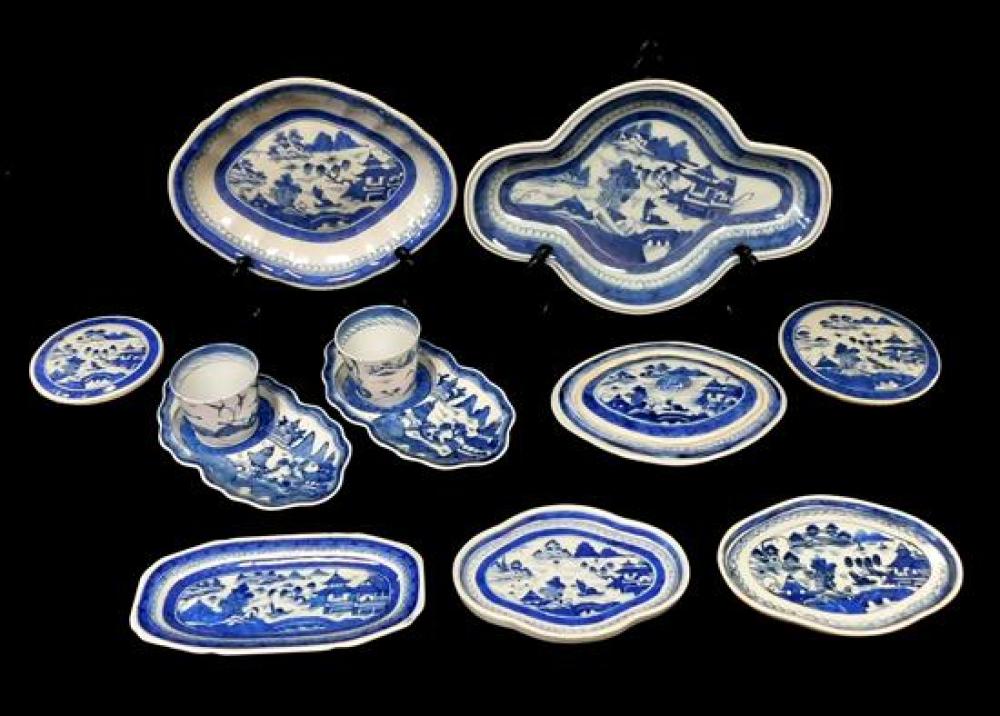 Appraisal: ASIAN Twelve pieces of Chinese Export Canton porcelain blue and