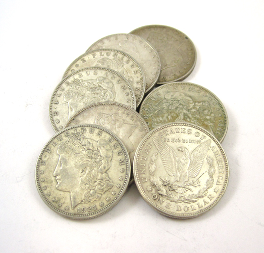 Appraisal: NINE U S SILVER MORGAN DOLLARS -P -P and -D