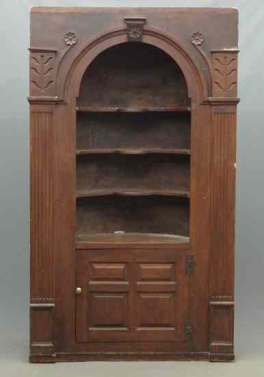 Appraisal: C - pine corner cupboard pictured and described in Wallace