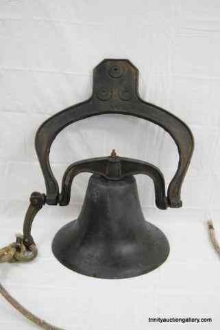 Appraisal: Vintage Cast Iron School Bell w Yoke HangerThis is an