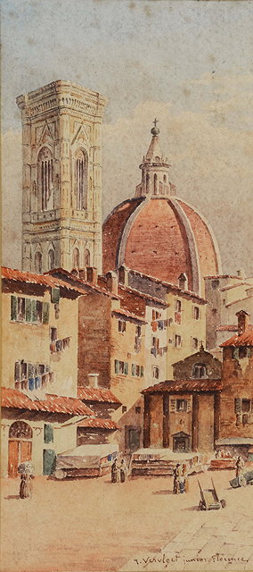 Appraisal: F VERVLOET JNRPiazza Florence with cathedral and bell tower beyond