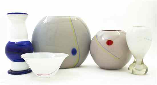 Appraisal: Two American Cased Glass Vases each with a white ground