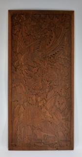 Appraisal: Japanese Carved Wood Relief Mythical Beast Panel JAPAN EARLY TH