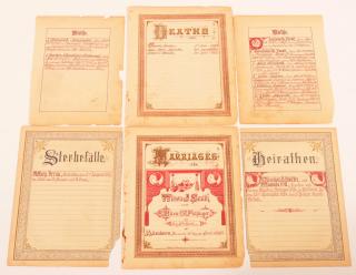 Appraisal: Family Registers from Old Bibles Some decorated by August Bauman